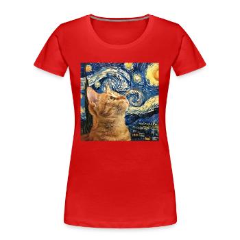 Katze, katzenmotiv - Frauen Premium Bio T-Shirt - Rot - Vorne - Mia (176cm)