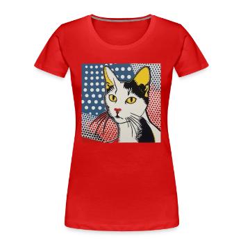 Katze, katzenmotiv - Frauen Premium Bio T-Shirt - Rot - Vorne - Mia (176cm)