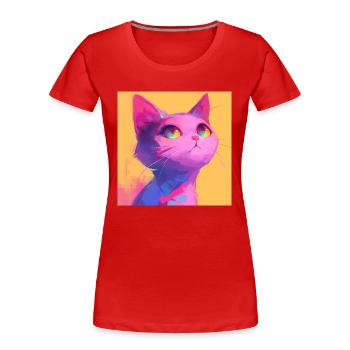Katze, katzenmotiv - Frauen Premium Bio T-Shirt - Rot - Vorne - Mia (176cm)