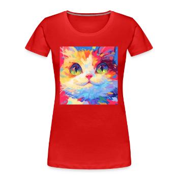 Katze, katzenmotiv - Frauen Premium Bio T-Shirt - Rot - Vorne - Mia (176cm)