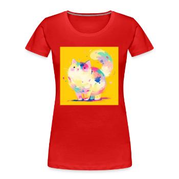 Katze, katzenmotiv - Frauen Premium Bio T-Shirt - Rot - Vorne - Mia (176cm)