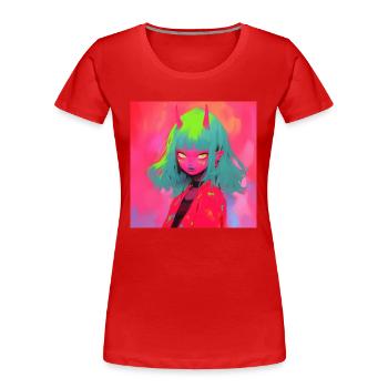 Anime, Demon Girl, Waifu, Japan - Women's Premium Organic T-Shirt - red - Front - Mia (176cm)