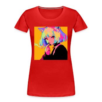 Anime, Cat Girl, Waifu, Japan - Women's Premium Organic T-Shirt - red - Front - Mia (176cm)