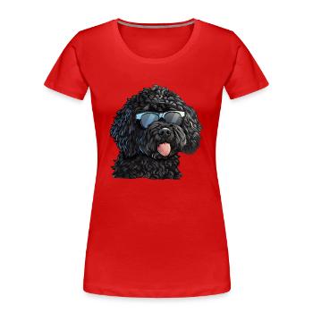 Portugiesischer Wasserhund, Cão de Água Português - Frauen Premium Bio T-Shirt - Rot - Vorne - Mia (176cm)