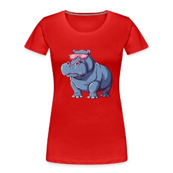 Hippo, Hippo, Hippo, Sunglasses, Summer - Women's Premium Organic T-Shirt - red - Front - Mia (176cm)