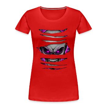 Totenkopf Aufgerissen 005 - Frauen Premium Bio T-Shirt - Rot - Vorne - Mia (176cm)