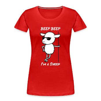 Sheep Beep Beep I ma Sheep Sunglasses Cool - Women's Premium Organic T-Shirt - red - Front - Mia (176cm)