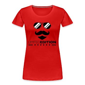 Limited Edition Cool Mustache Man Design - Women's Premium Organic T-Shirt - red - Front - Mia (176cm)