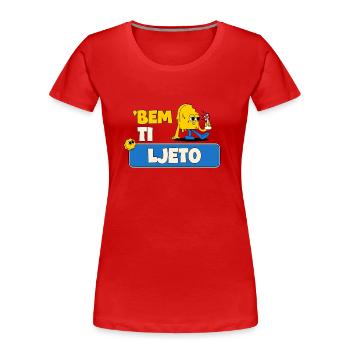 ´Bem ti ljeto Balkan Dictons des Balkans - T-shirt bio Premium Femme - rouge - Devant - Mia (176cm)