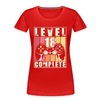 18. Geburtstag Level 18 Complete 18 Jahre Geschenk - Frauen Premium Bio T-Shirt - Rot - Vorne - Mia (176cm)