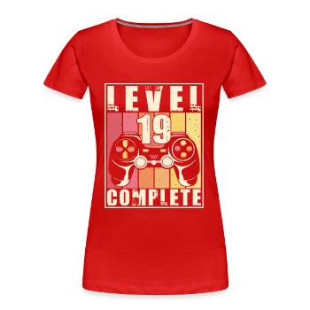 19. Geburtstag Level 19 Complete 19 Jahre Geschenk - Frauen Premium Bio T-Shirt - Rot - Vorne - Mia (176cm)