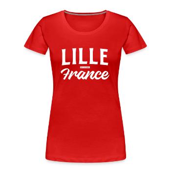 Lille Frankreich - Frauen Premium Bio T-Shirt - Rot - Vorne - Mia (176cm)