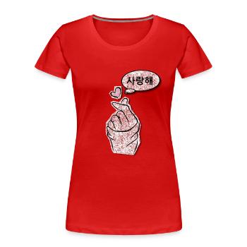 Saranghae LoveSign - Frauen Premium Bio T-Shirt - Rot - Vorne - Mia (176cm)