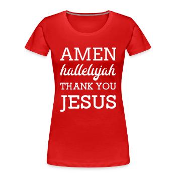 Amen Jesus - Women's Premium Organic T-Shirt - red - Front - Mia (176cm)