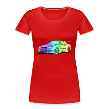 colourful car - Frauen Premium Bio T-Shirt - Rot - Vorne - Mia (176cm)