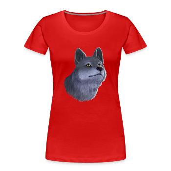 Wolf Porträt - Frauen Premium Bio T-Shirt - Rot - Vorne - Mia (176cm)