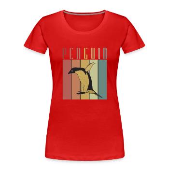Pinguin Oldshool Geschenk Idee - Frauen Premium Bio T-Shirt - Rot - Vorne - Mia (176cm)
