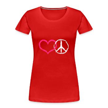 Coeur et paix symbole paix - T-shirt bio Premium Femme - rouge - Devant - Mia (176cm)