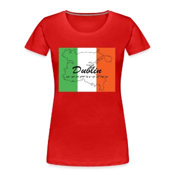 Dublin - Hauptstadt mit GPS & Flagge - Frauen Premium Bio T-Shirt - Rot - Vorne - Mia (176cm)