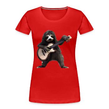 Paresseux avec guitare - T-shirt bio Premium Femme - rouge - Devant - Mia (176cm)