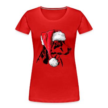 Santa Appenzeller Chien de montagne Chiens de Noël - T-shirt bio Premium Femme - rouge - Devant - Mia (176cm)