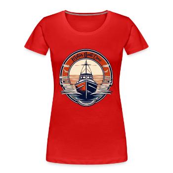 Bateau à moteur / Eau / Liberté / Aventure / Moteur - T-shirt bio Premium Femme - rouge - Devant - Mia (176cm)