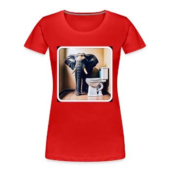 Elefant steht in der Toilette - Frauen Premium Bio T-Shirt - Rot - Vorne - Mia (176cm)