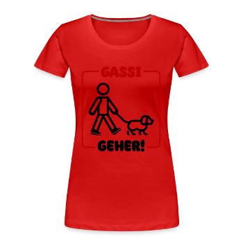 Dog walking dog - Women's Premium Organic T-Shirt - red - Front - Mia (176cm)