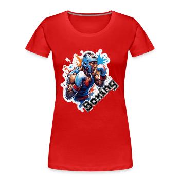 Boxer / Sport / Kampf / Arena / Boxring / Fäuste - Frauen Premium Bio T-Shirt - Rot - Vorne - Mia (176cm)
