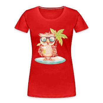 Eule Sommer Strand Urlaub - Frauen Premium Bio T-Shirt - Rot - Vorne - Mia (176cm)