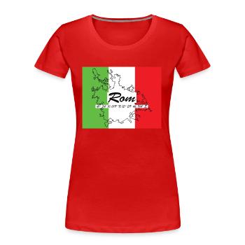Rom - Hauptstadt mit GPS-Koordinaten & Flagge - Frauen Premium Bio T-Shirt - Rot - Vorne - Mia (176cm)