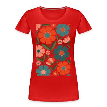 Fleurs de flore bohème - T-shirt bio Premium Femme - rouge - Devant - Mia (176cm)