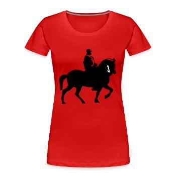 Pferd und Reiter | Ritter | Lanze Reiten Rüstung - Frauen Premium Bio T-Shirt - Rot - Vorne - Mia (176cm)