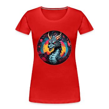 Dragon de feu Dragon Portrait pour Dragon Fans Dragon - T-shirt bio Premium Femme - rouge - Devant - Mia (176cm)