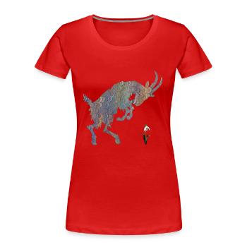 ziege mit schneeglöckchen e 49 - Frauen Premium Bio T-Shirt - Rot - Vorne - Mia (176cm)