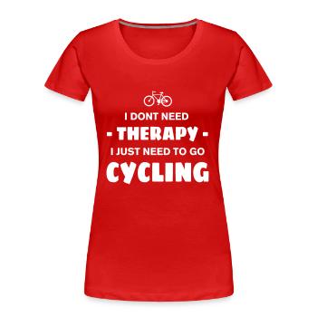 CYCLING THERAPY - Women's Premium Organic T-Shirt - red - Front - Mia (176cm)