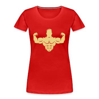 Bodybuilder (Bodybulding, Biceps, Athletic Sports) - Women's Premium Organic T-Shirt - red - Front - Mia (176cm)