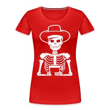 Sarkastisches lustiges Skelett, das Espressokaffee trinkt - Frauen Premium Bio T-Shirt - Rot - Vorne - Mia (176cm)