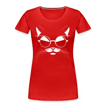 Lustige Katze mit Sonnenbrille Kätzchen Sonnenbrille Katzen - Frauen Premium Bio T-Shirt - Rot - Vorne - Mia (176cm)