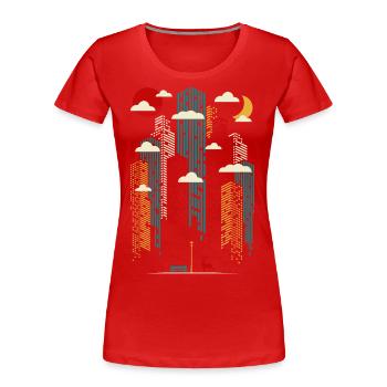 Abstract moderne - Urbanes, modernes, buntes Gebäude - Frauen Premium Bio T-Shirt - Rot - Vorne - Mia (176cm)