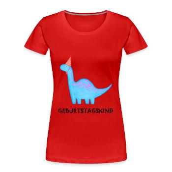 Anniversaire Garçon Brachiosaure Dino Anniversaire - T-shirt bio Premium Femme - rouge - Devant - Mia (176cm)
