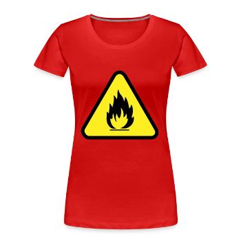 Achtung Brennbar - Frauen Premium Bio T-Shirt - Rot - Vorne - Mia (176cm)