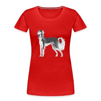Saluki - Frauen Premium Bio T-Shirt - Rot - Vorne - Mia (176cm)