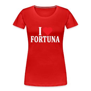 T-Shirt I love Fortuna T-Shirt Geschenkidee - Frauen Premium Bio T-Shirt - Rot - Vorne - Mia (176cm)