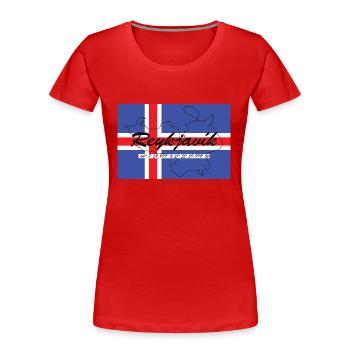 Reykjavik - Hauptstadt mit GPS & Flagge - Frauen Premium Bio T-Shirt - Rot - Vorne - Mia (176cm)