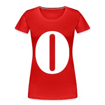 O - Frauen Premium Bio T-Shirt - Rot - Vorne - Mia (176cm)