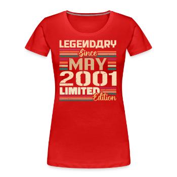 Mai 2001 Mai - Jubiläum Mai 2001 - Frauen Premium Bio T-Shirt - Rot - Vorne - Mia (176cm)