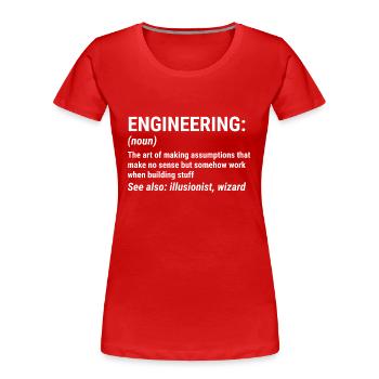 Funny Engineering Definition Engineer Gift T-shirt - Women's Premium Organic T-Shirt - red - Front - Mia (176cm)