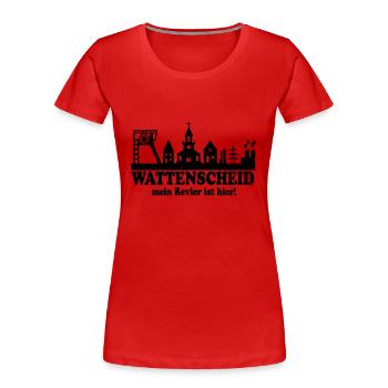 Skyline Wattenscheid - Mein Revier ist hier - Frauen Premium Bio T-Shirt - Rot - Vorne - Mia (176cm)