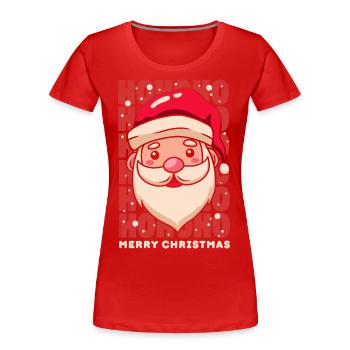 Weihnachten Hohoho Weihnachtsmann Frohe Weihnachten - Frauen Premium Bio T-Shirt - Rot - Vorne - Mia (176cm)